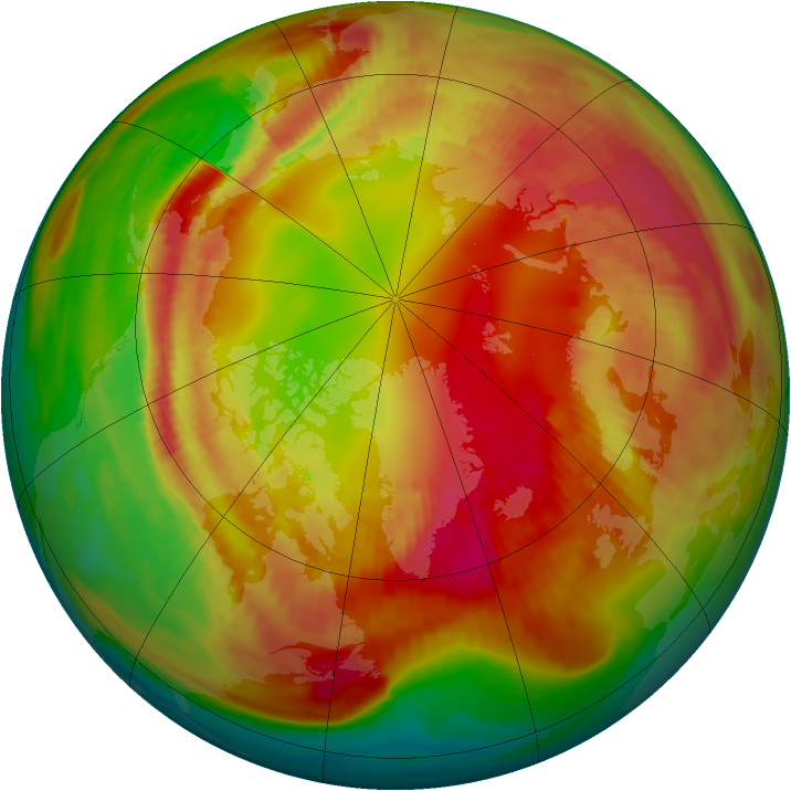 Arctic ozone map for 14 February 1982